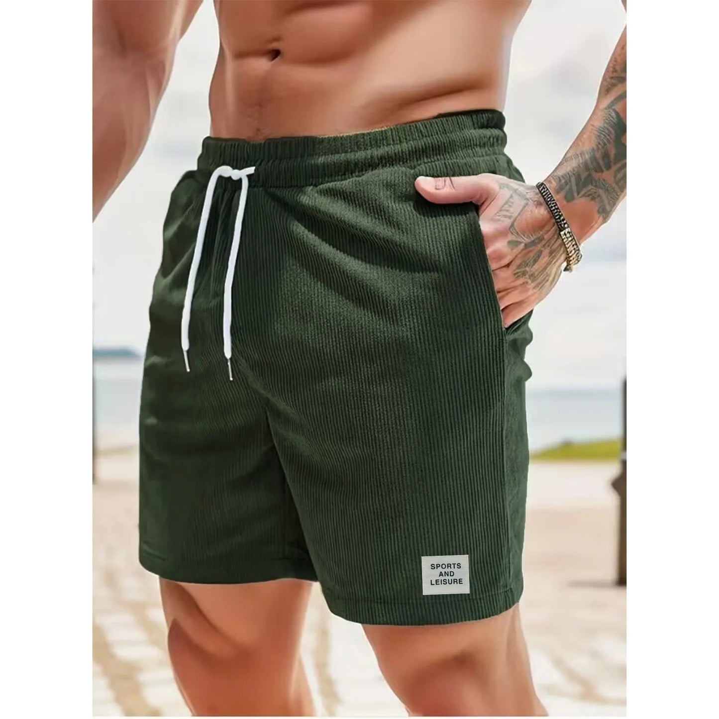 Wearclo | Men's Corduroy Shorts with Drawstring