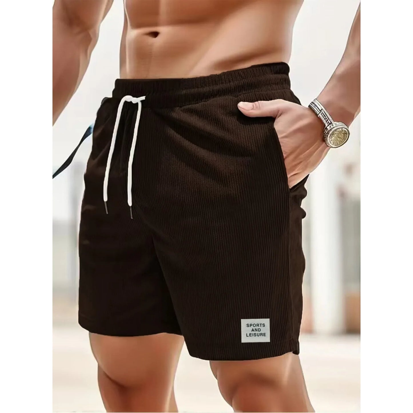 Wearclo | Men's Corduroy Shorts with Drawstring