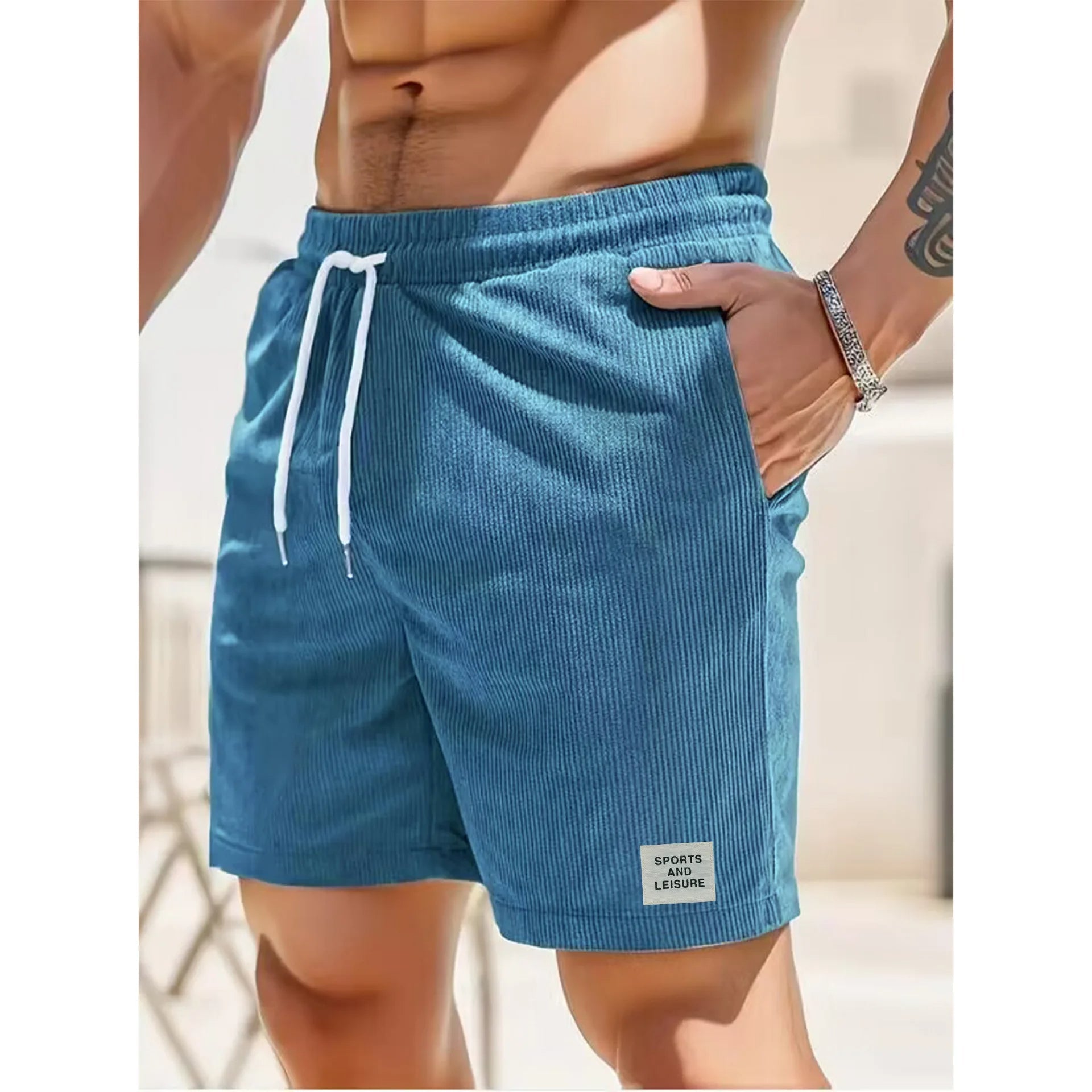 Wearclo | Men's Corduroy Shorts with Drawstring