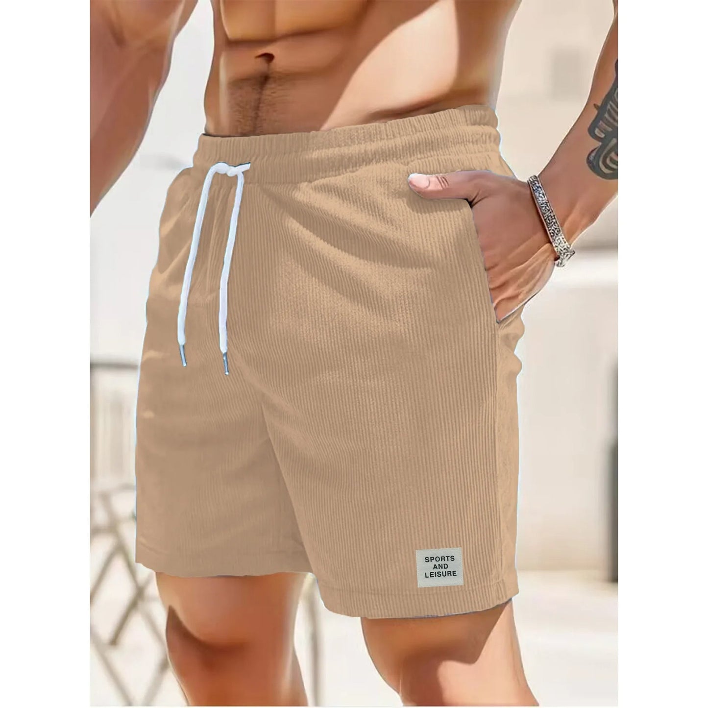 Wearclo | Men's Corduroy Shorts with Drawstring