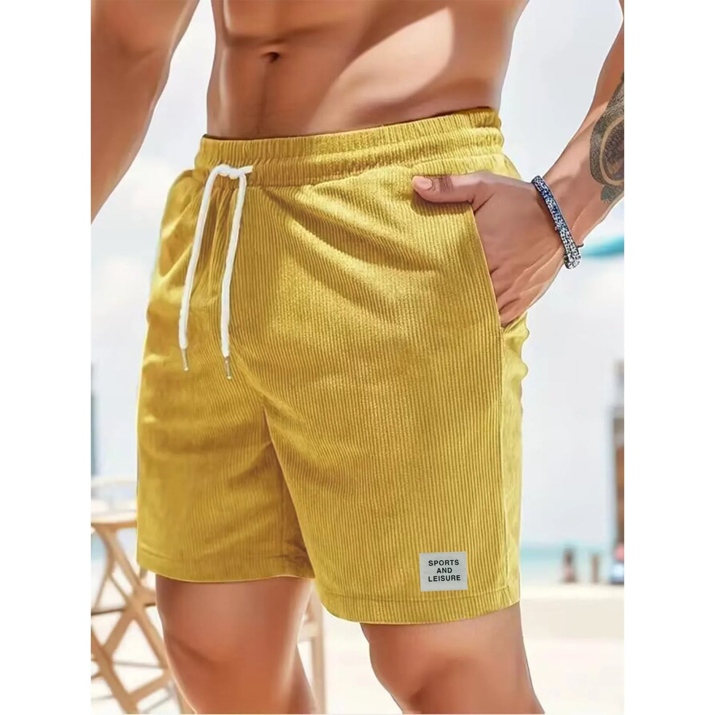 Wearclo | Men's Corduroy Shorts with Drawstring