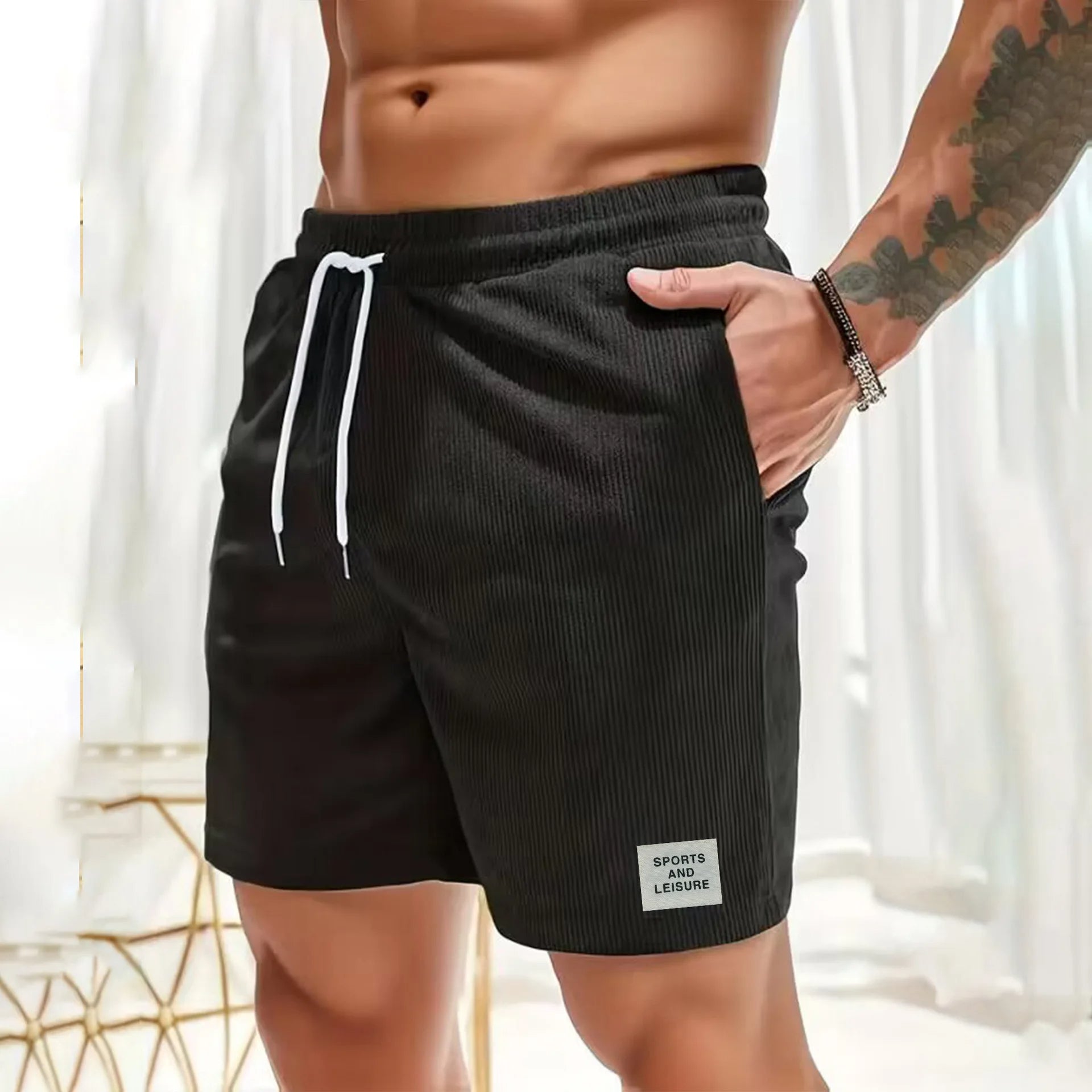 Wearclo | Men's Corduroy Shorts with Drawstring