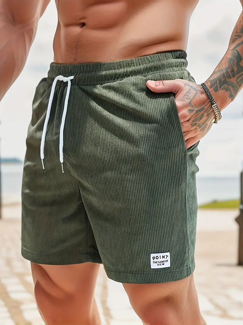 Wearclo | Men's Corduroy Swim Shorts with Drawstring