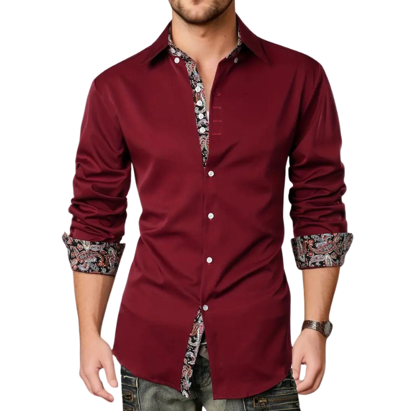 Wearclo | Men's Dress Shirt with Paisley Detail