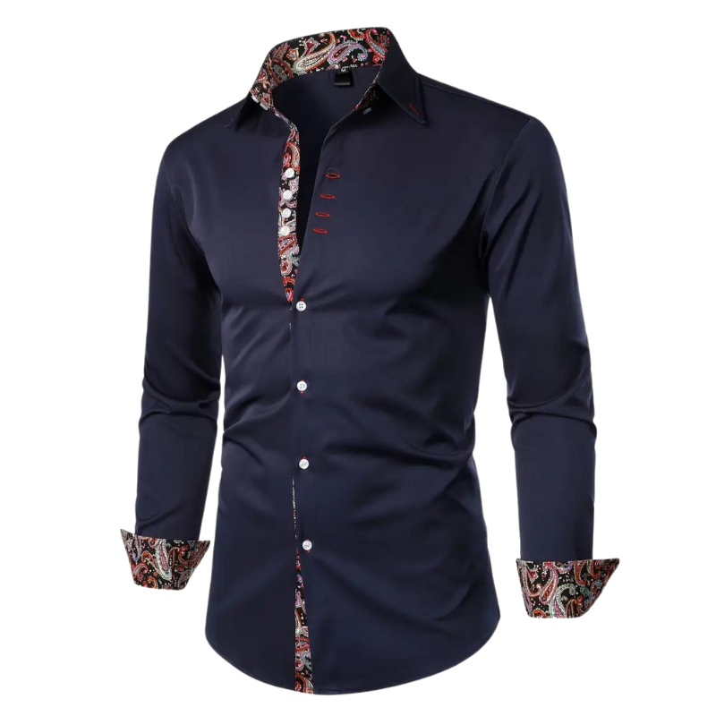 Wearclo | Men's Dress Shirt with Paisley Detail