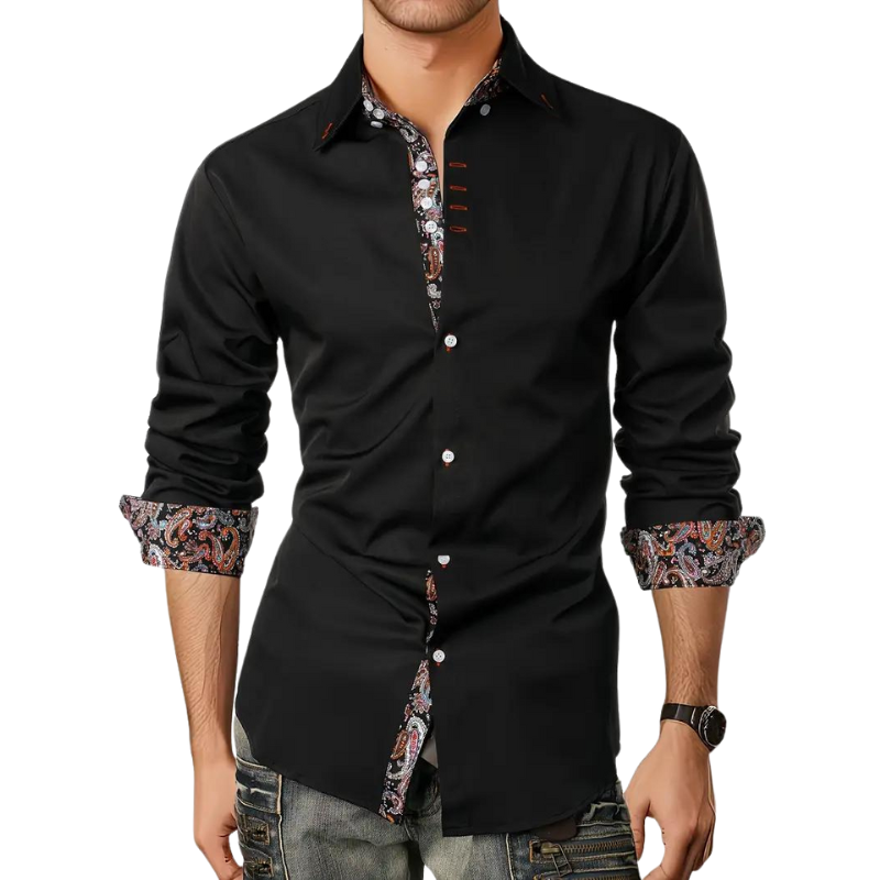 Wearclo | Men's Dress Shirt with Paisley Detail