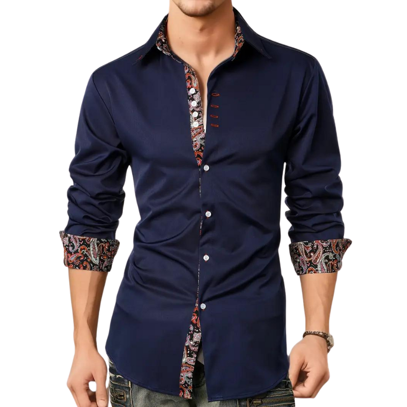 Wearclo | Men's Dress Shirt with Paisley Detail