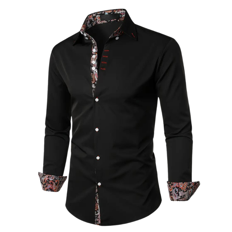 Wearclo | Men's Dress Shirt with Paisley Detail