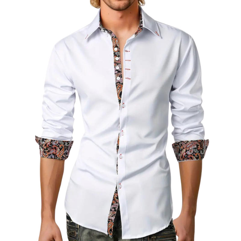 Wearclo | Men's Dress Shirt with Paisley Detail