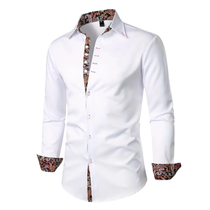 Wearclo | Men's Dress Shirt with Paisley Detail