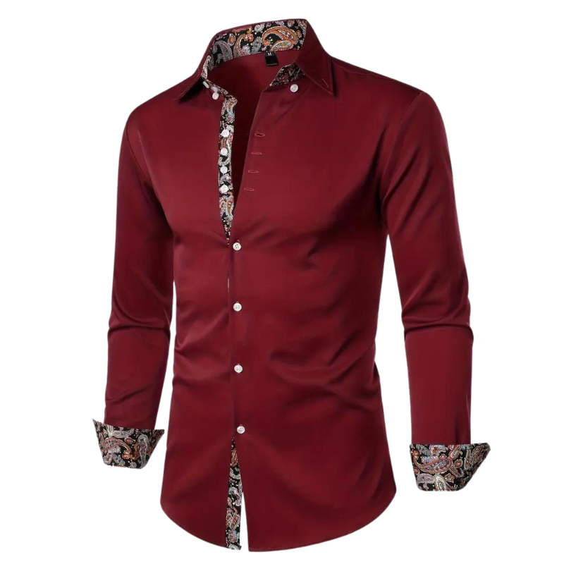 Wearclo | Men's Dress Shirt with Paisley Detail