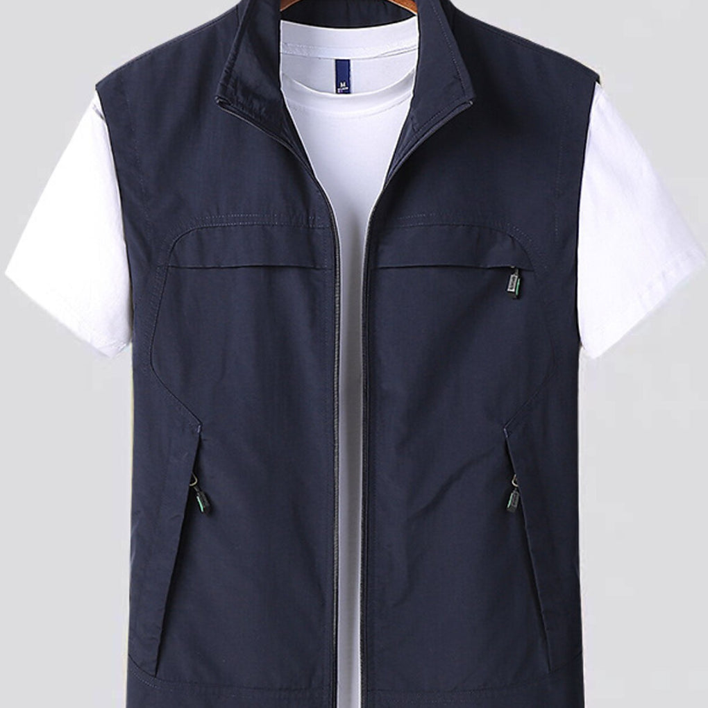 Wearclo | Men's Full-Zip Stand Collar Vest