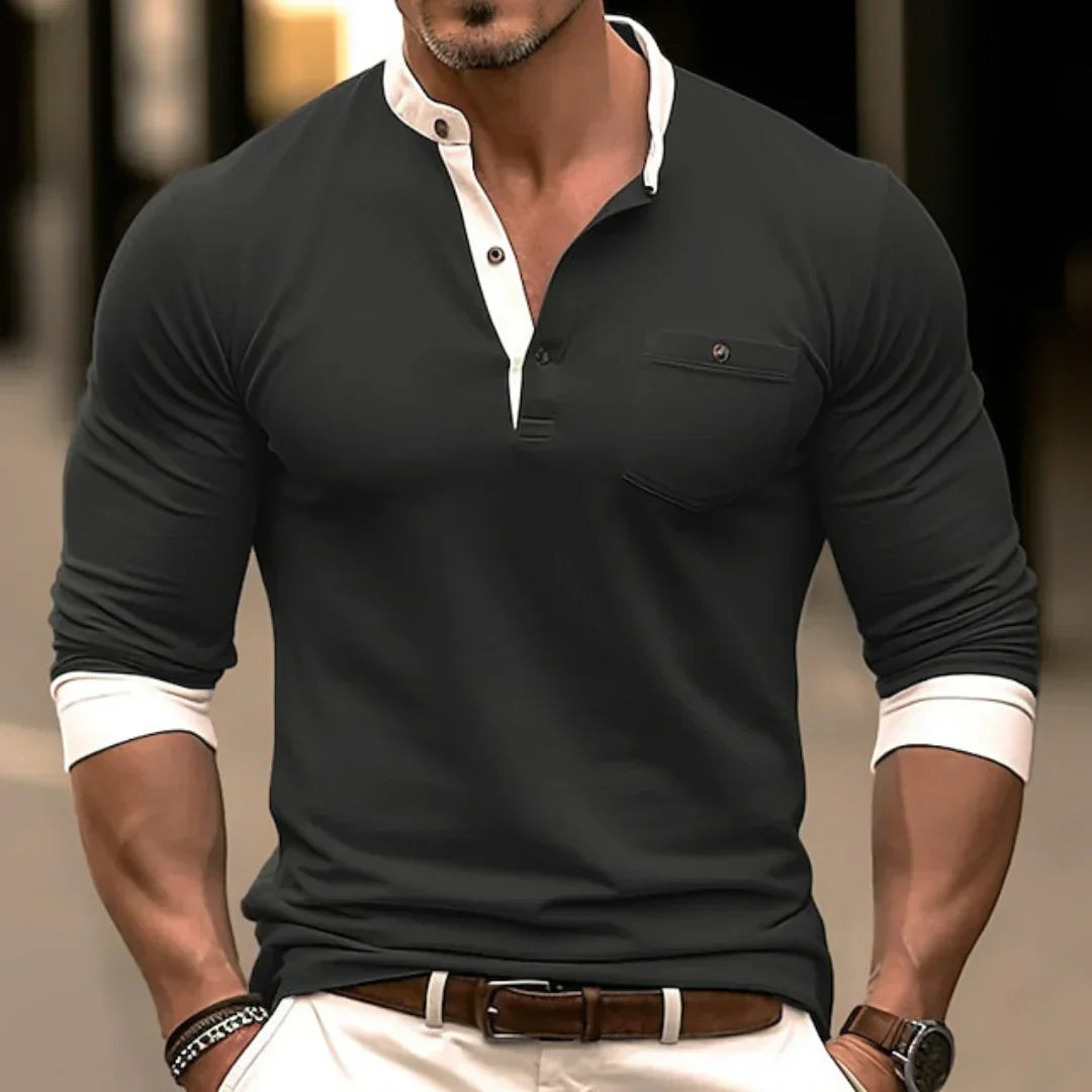 Wearclo | Men's Henley Shirt with Chest Pocket