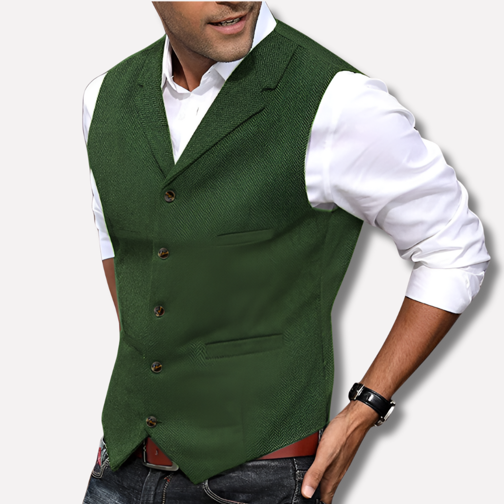Wearclo | Men's Herringbone Suit Vest