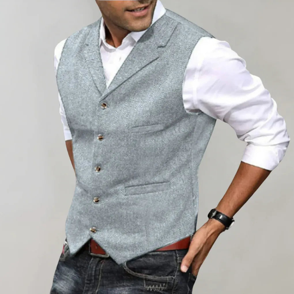 Wearclo | Men's Herringbone Suit Vest