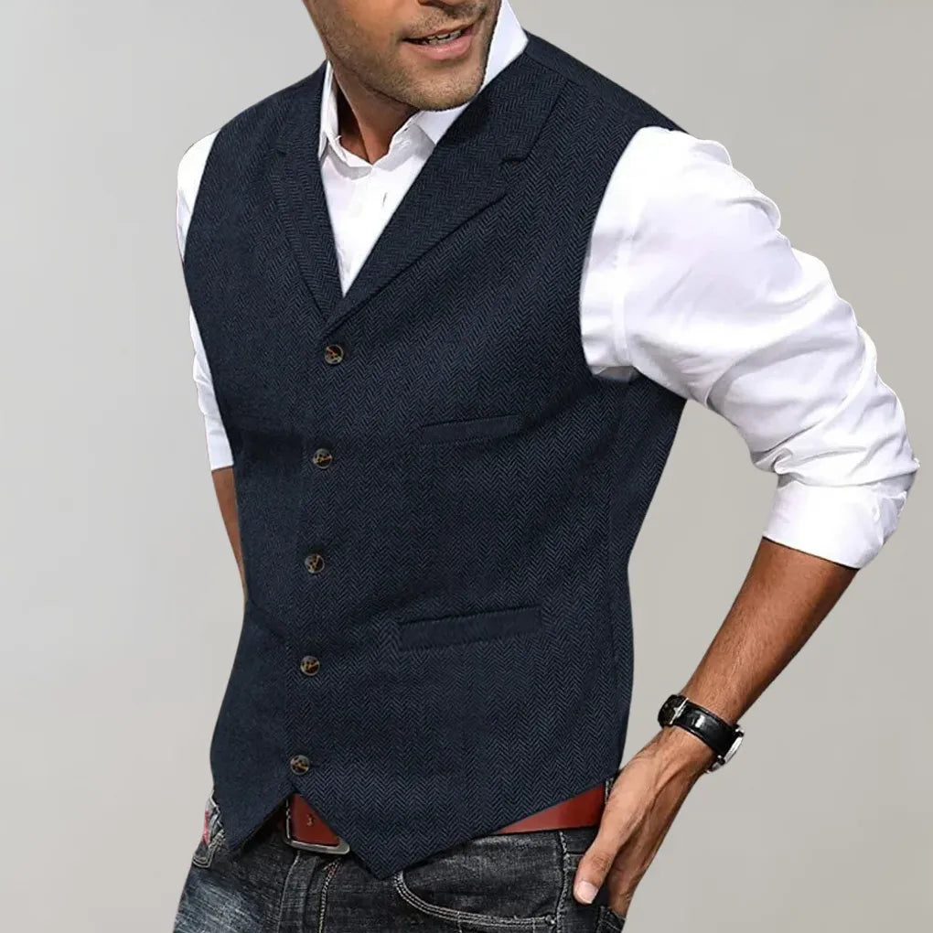 Wearclo | Men's Herringbone Suit Vest