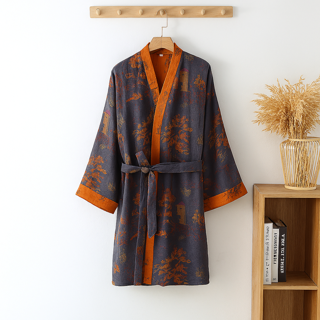 Wearclo | Men's Kimono Robe with Tree Print
