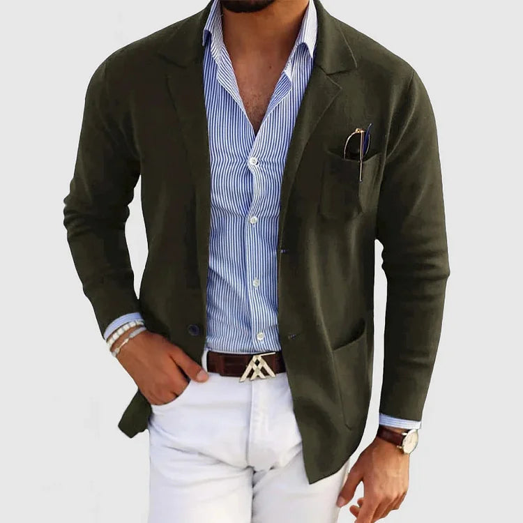 Wearclo | Men's Knit Blazer with Patch Pockets