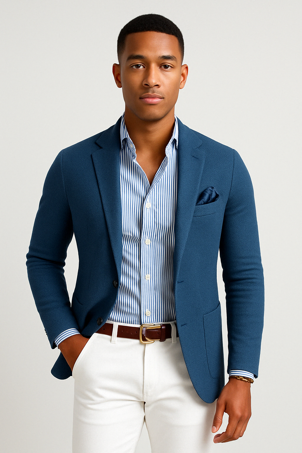 Wearclo | Men's Knit Blazer with Patch Pockets
