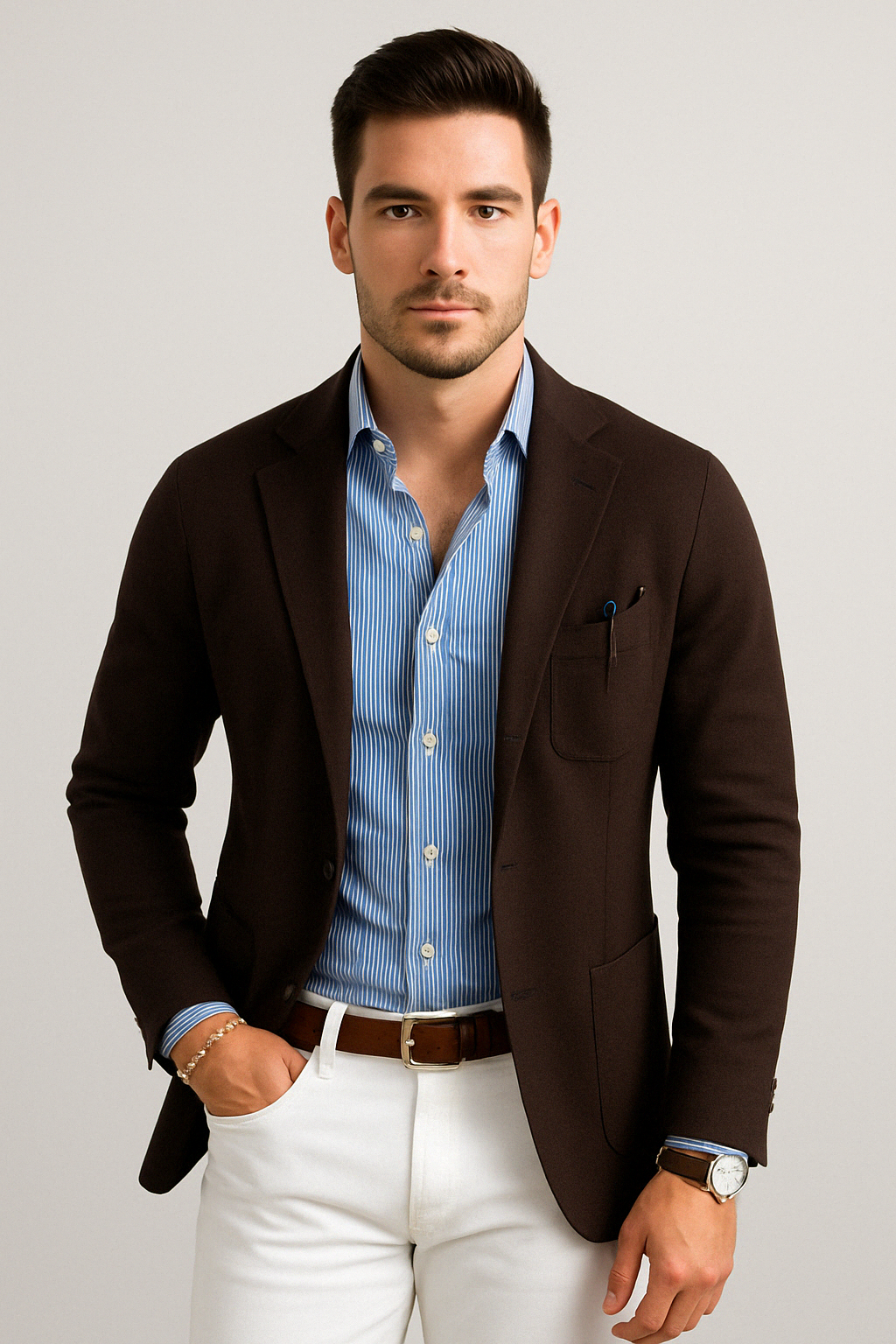 Wearclo | Men's Knit Blazer with Patch Pockets