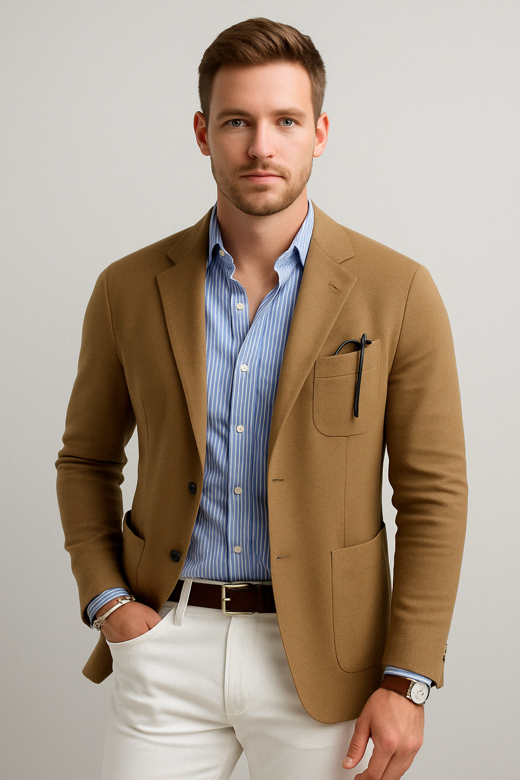 Wearclo | Men's Knit Blazer with Patch Pockets