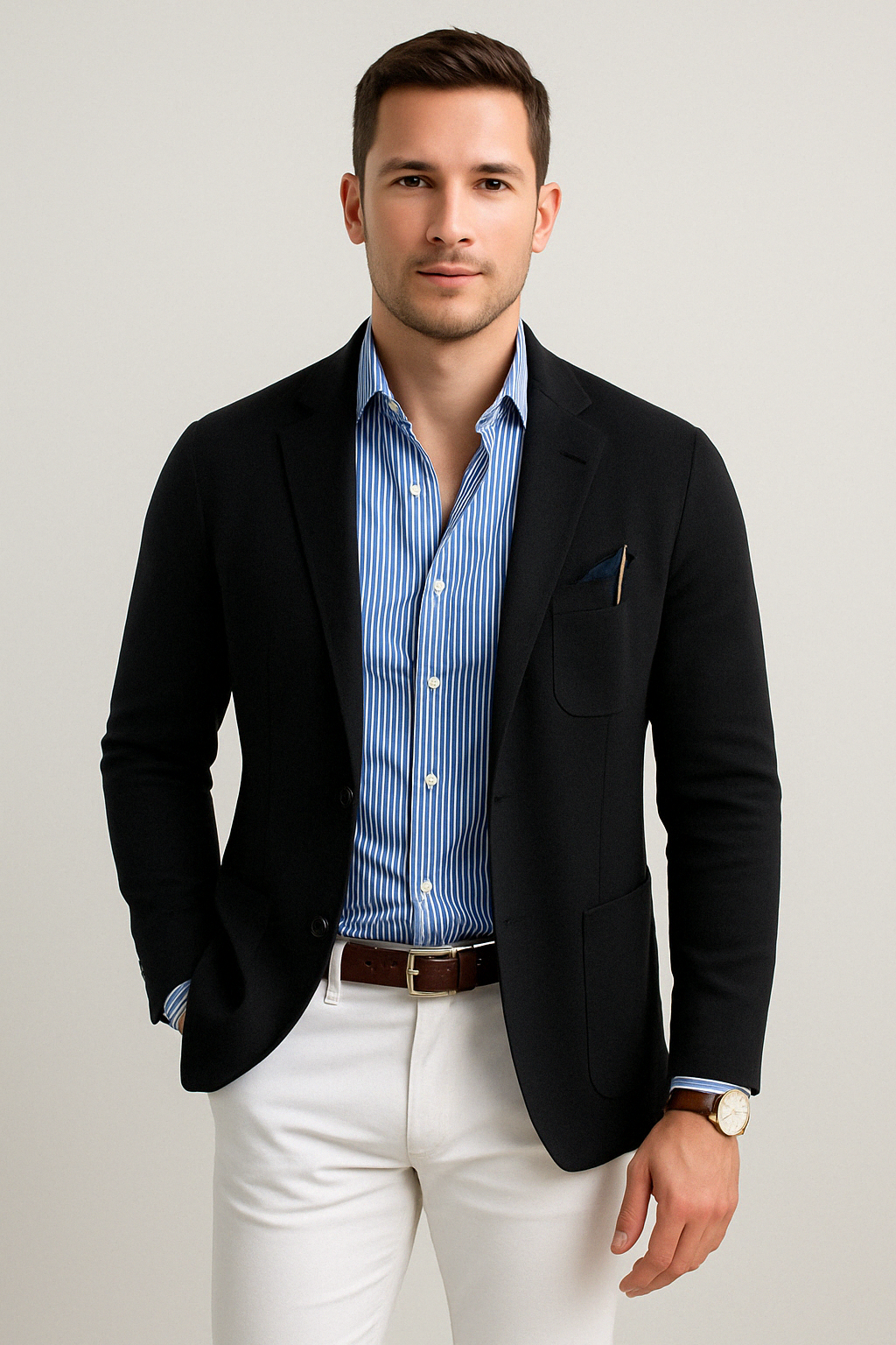 Wearclo | Men's Knit Blazer with Patch Pockets