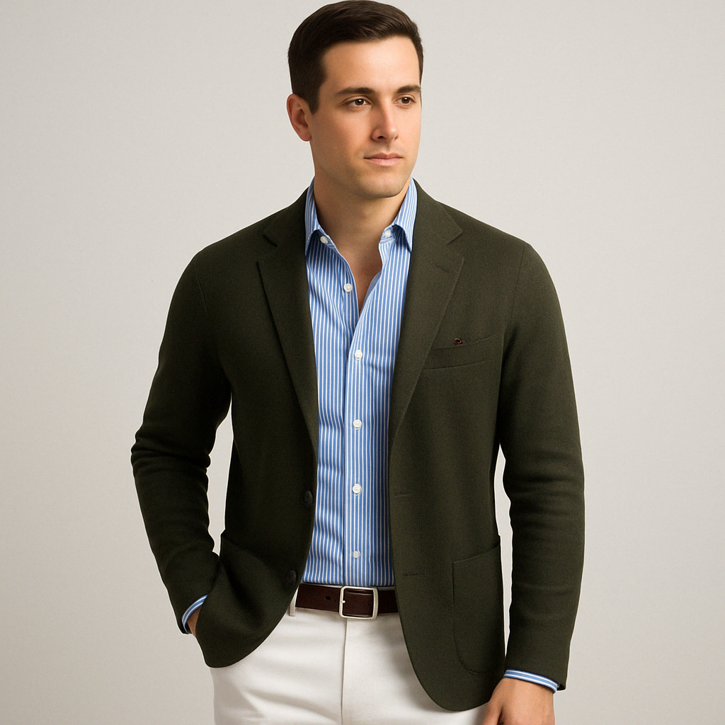 Wearclo | Men's Knit Blazer with Patch Pockets