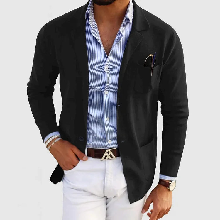 Wearclo | Men's Knit Blazer with Patch Pockets