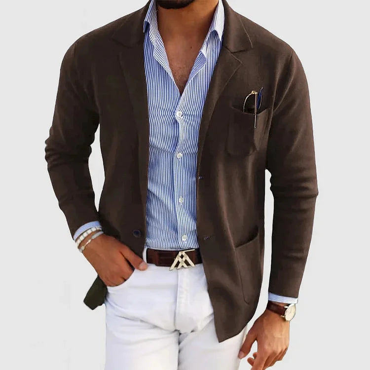 Wearclo | Men's Knit Blazer with Patch Pockets