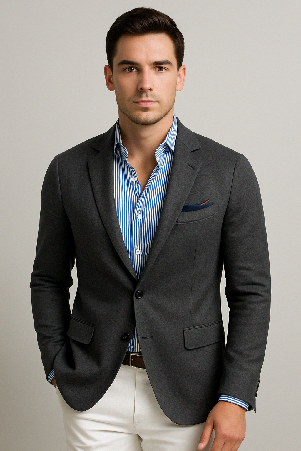 Wearclo | Men's Knit Blazer with Patch Pockets