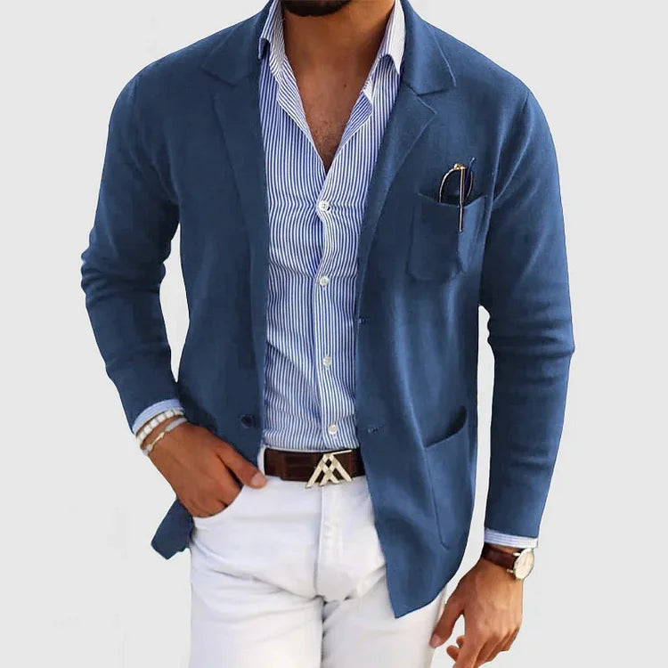 Wearclo | Men's Knit Blazer with Patch Pockets