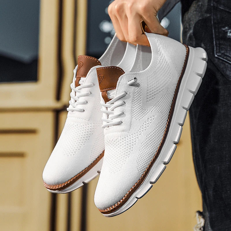 Wearclo | Men's Knit Sneakers with Lace-Up Oxford Design