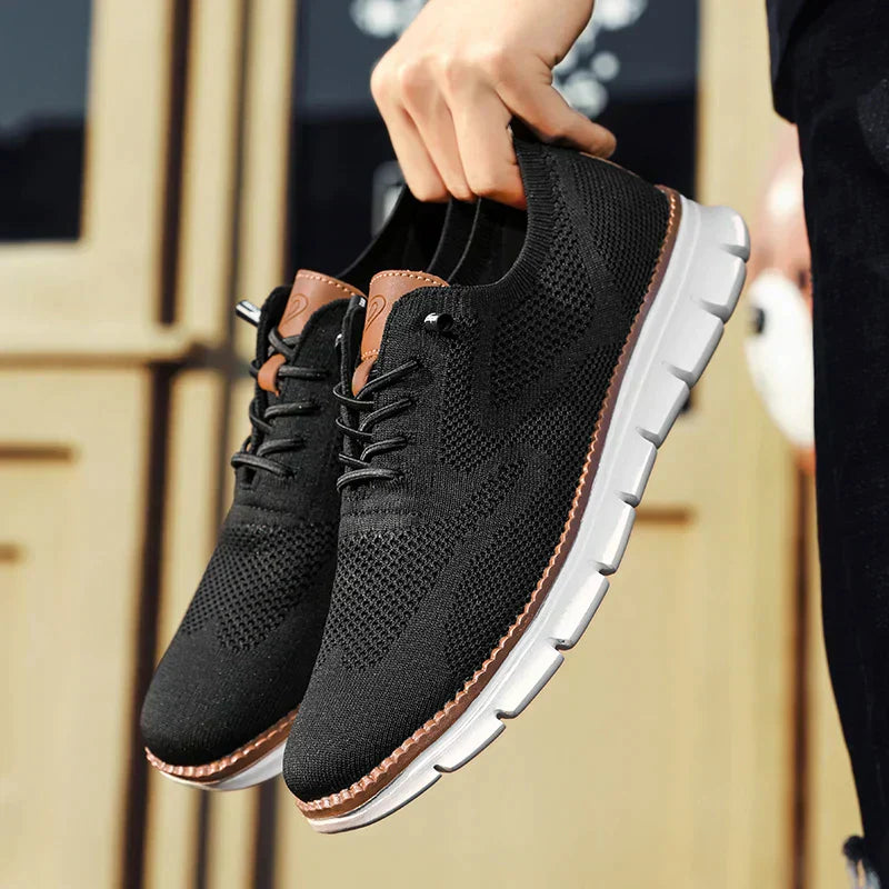 Wearclo | Men's Knit Sneakers with Lace-Up Oxford Design