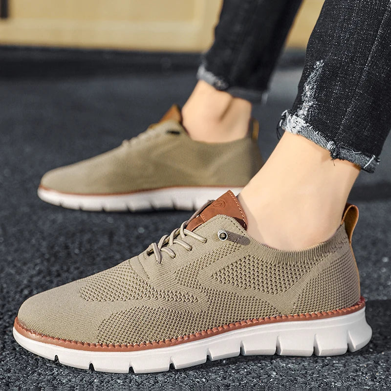 Wearclo | Men's Knit Sneakers with Lace-Up Oxford Design