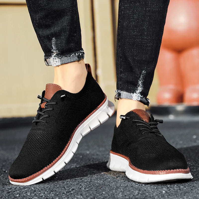 Wearclo | Men's Knit Sneakers with Lace-Up Oxford Design