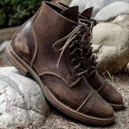 Wearclo | Men's Lace-Up Ankle Boots Classic Style