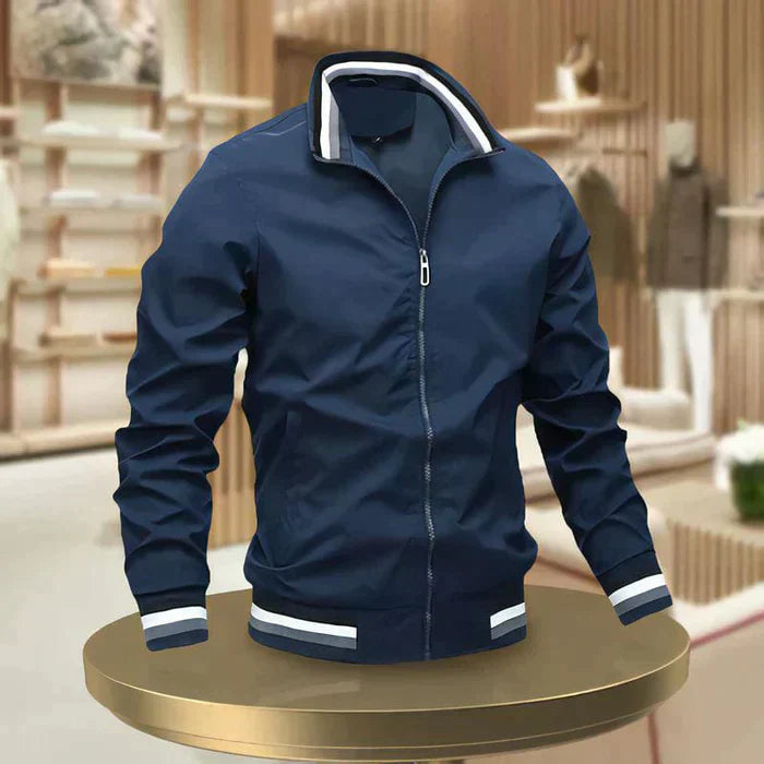 Wearclo | Men's Lightweight Bomber Jacket with Striped Cuffs