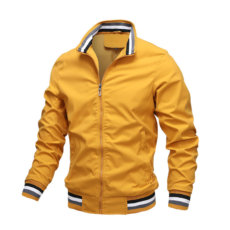 Wearclo | Men's Lightweight Bomber Jacket with Striped Cuffs