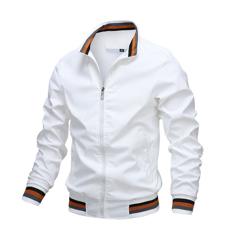 Wearclo | Men's Lightweight Bomber Jacket with Striped Cuffs