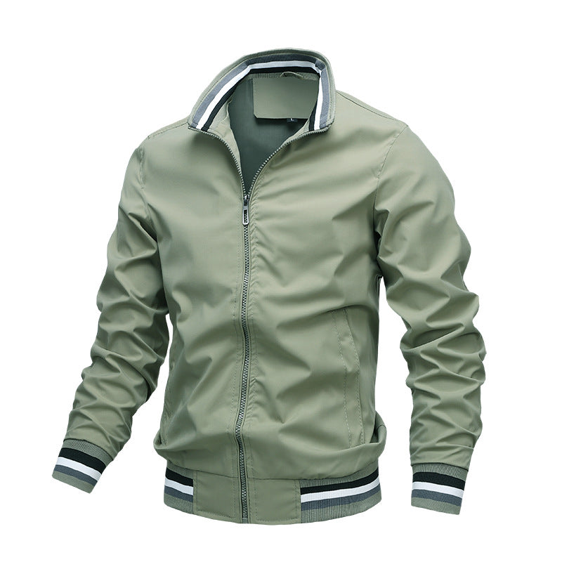 Wearclo | Men's Lightweight Bomber Jacket with Striped Cuffs