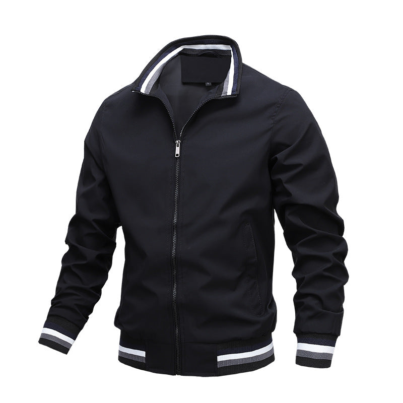 Wearclo | Men's Lightweight Bomber Jacket with Striped Cuffs