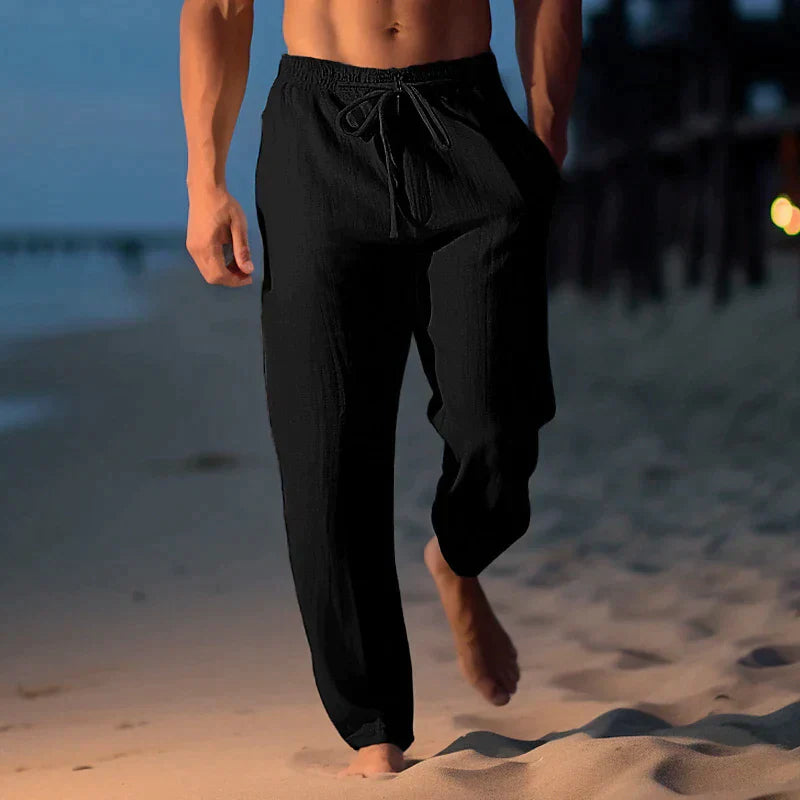 Wearclo | Men's Lightweight Drawstring Linen Beach Pants
