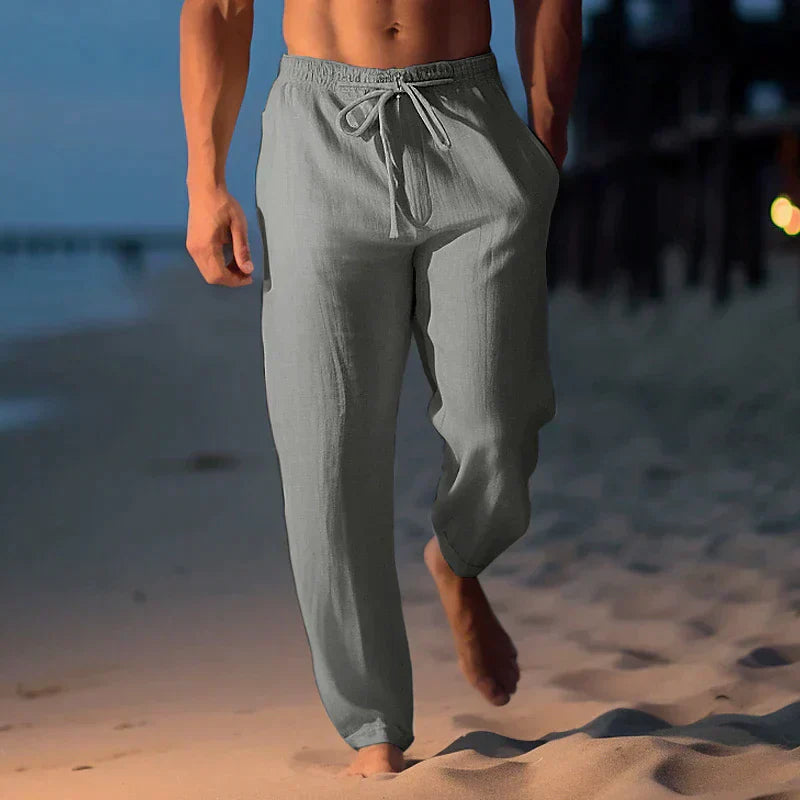 Wearclo | Men's Lightweight Drawstring Linen Beach Pants