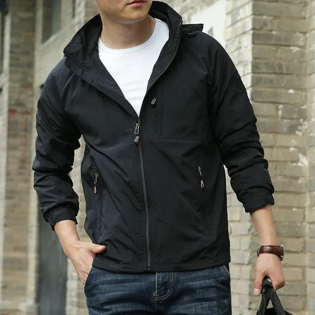 Wearclo | Men's Lightweight Zip-Up Jacket with Hood