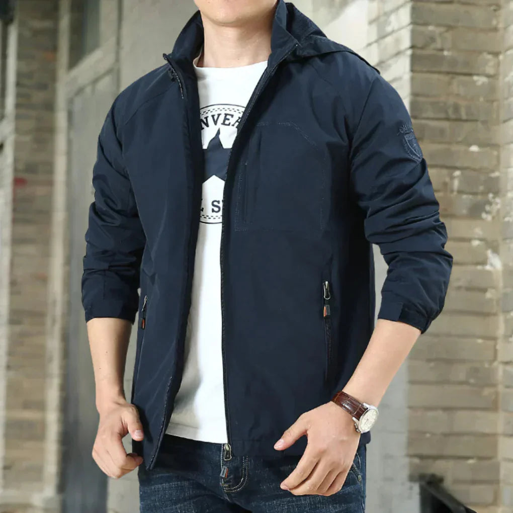 Wearclo | Men's Lightweight Zip-Up Jacket with Hood