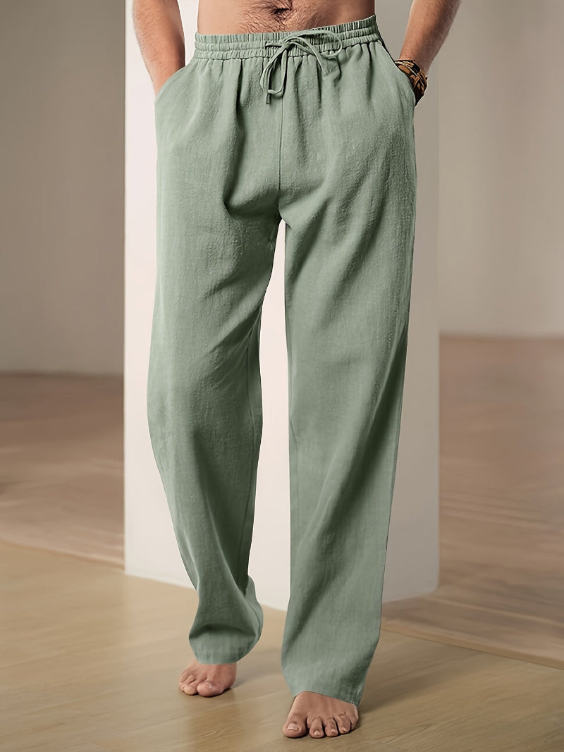 Wearclo | Men's Linen Blend Drawstring Lounge Pants