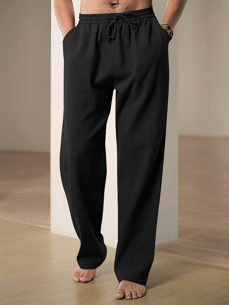 Wearclo | Men's Linen Blend Drawstring Lounge Pants