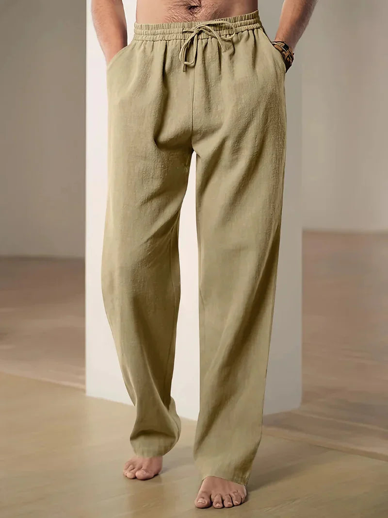 Wearclo | Men's Linen Blend Drawstring Lounge Pants