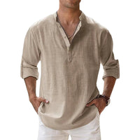 Men's Breathable Linen Blend Henley Shirt