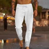 Men's Linen Drawstring Casual Trousers